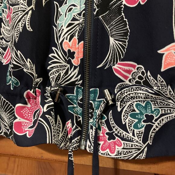 Banana Republic Women’s Floral Jacket Sz XL NWOT Navy Lined Bird Colorful - Picture 5 of 10